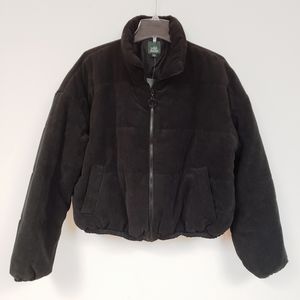 Wild Fable Black Corduroy Puffer Coat Jacket XL